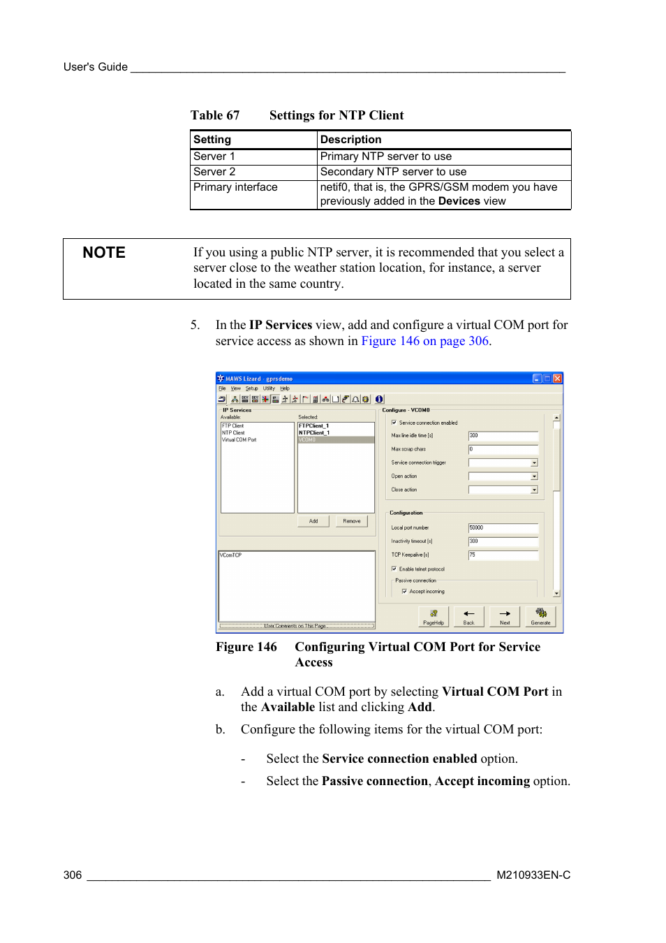 Table 67, Settings for ntp client | Vaisala Hydromet Data Collection Platform User Manual | Page 308 / 384
