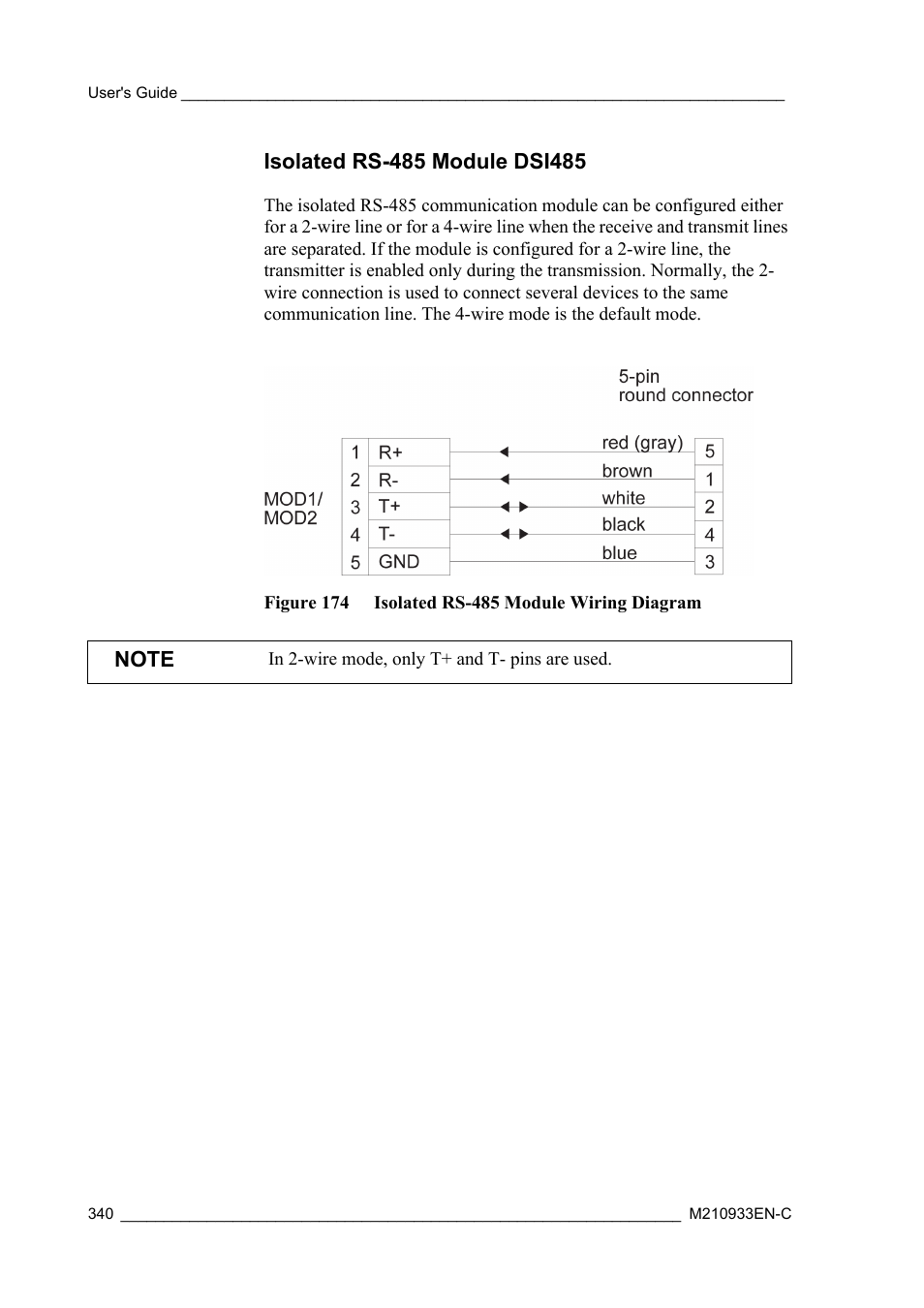 Isolated rs-485 module dsi485, Figure 174 isolated rs-485 module wiring diagram | Vaisala Hydromet Data Collection Platform User Manual | Page 342 / 384