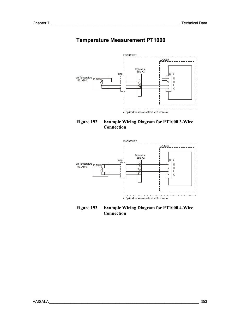 Temperature measurement pt1000 | Vaisala Hydromet Data Collection Platform User Manual | Page 355 / 384