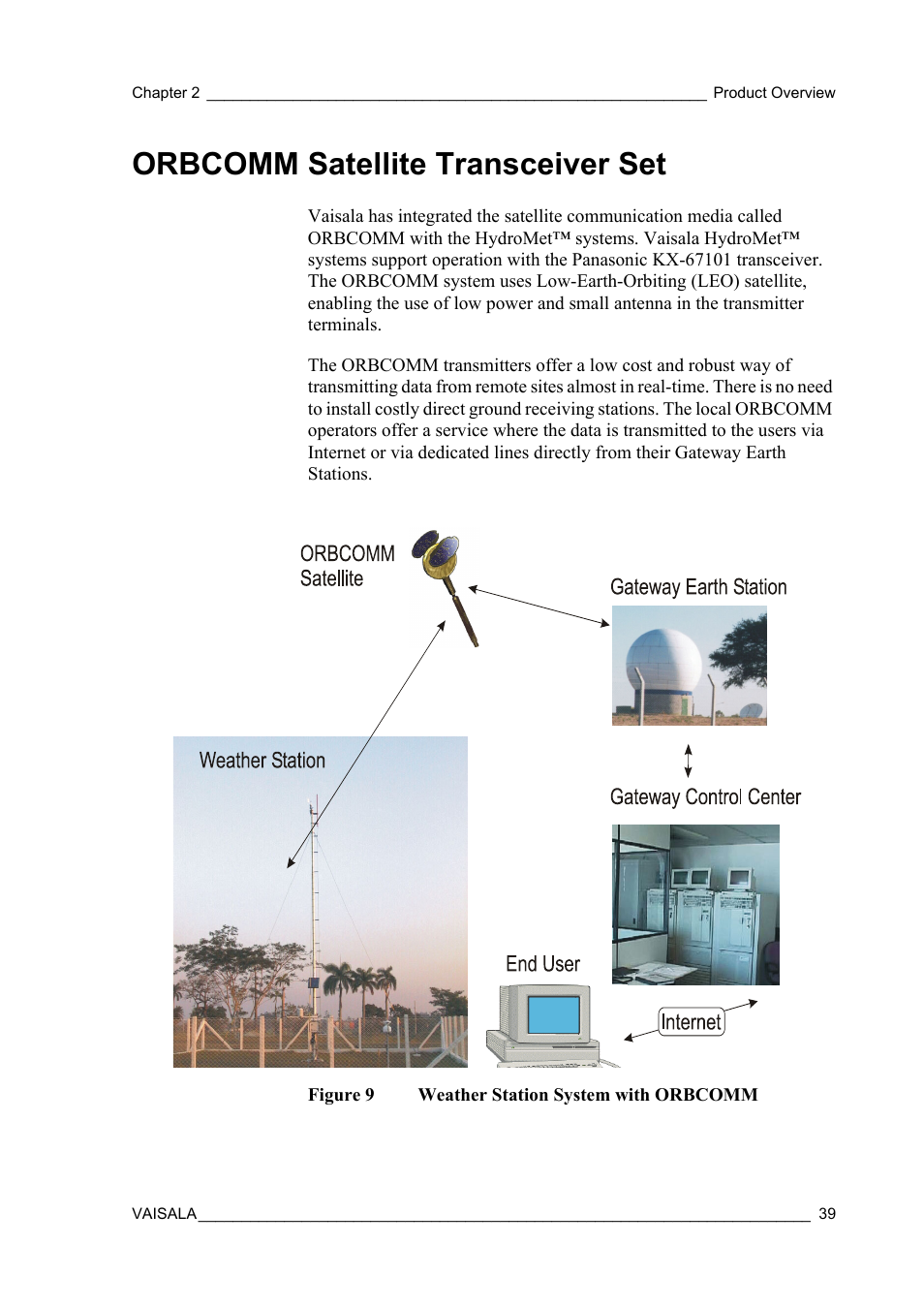 Orbcomm satellite transceiver set, Figure 9, Weather station system with orbcomm | Vaisala Hydromet Data Collection Platform User Manual | Page 41 / 384