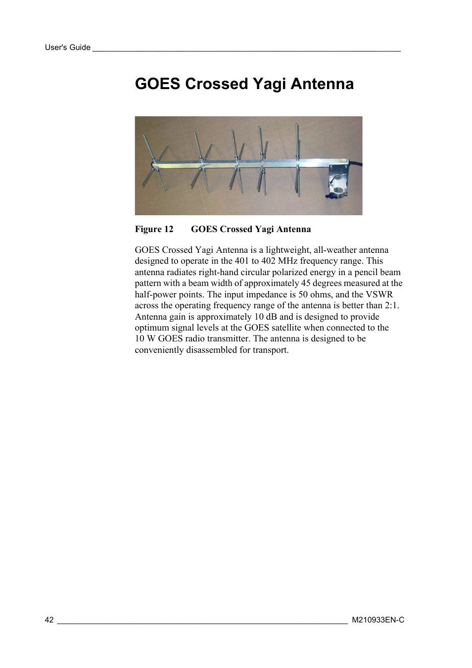 Goes crossed yagi antenna, Figure 12 | Vaisala Hydromet Data Collection Platform User Manual | Page 44 / 384