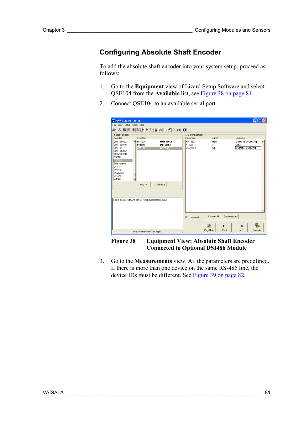 Configuring absolute shaft encoder, Figure 38 | Vaisala Hydromet Data Collection Platform User Manual | Page 83 / 384