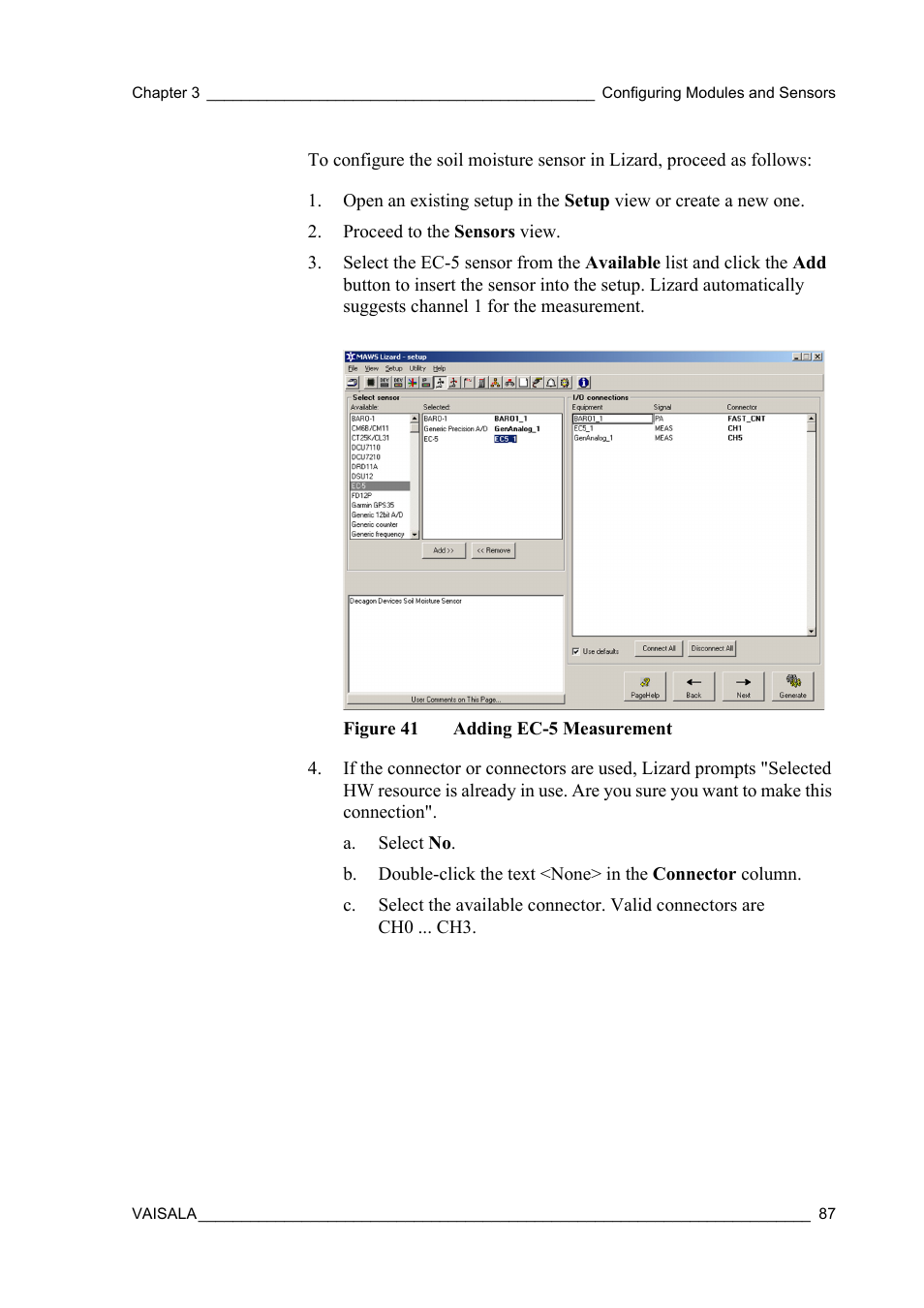Figure 41, Adding ec-5 measurement | Vaisala Hydromet Data Collection Platform User Manual | Page 89 / 384