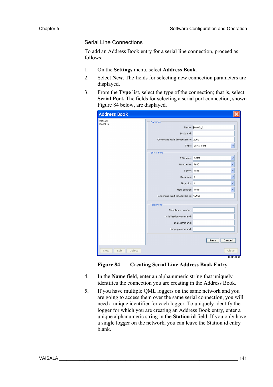 Serial line connections | Vaisala AWS330 User Manual | Page 143 / 296