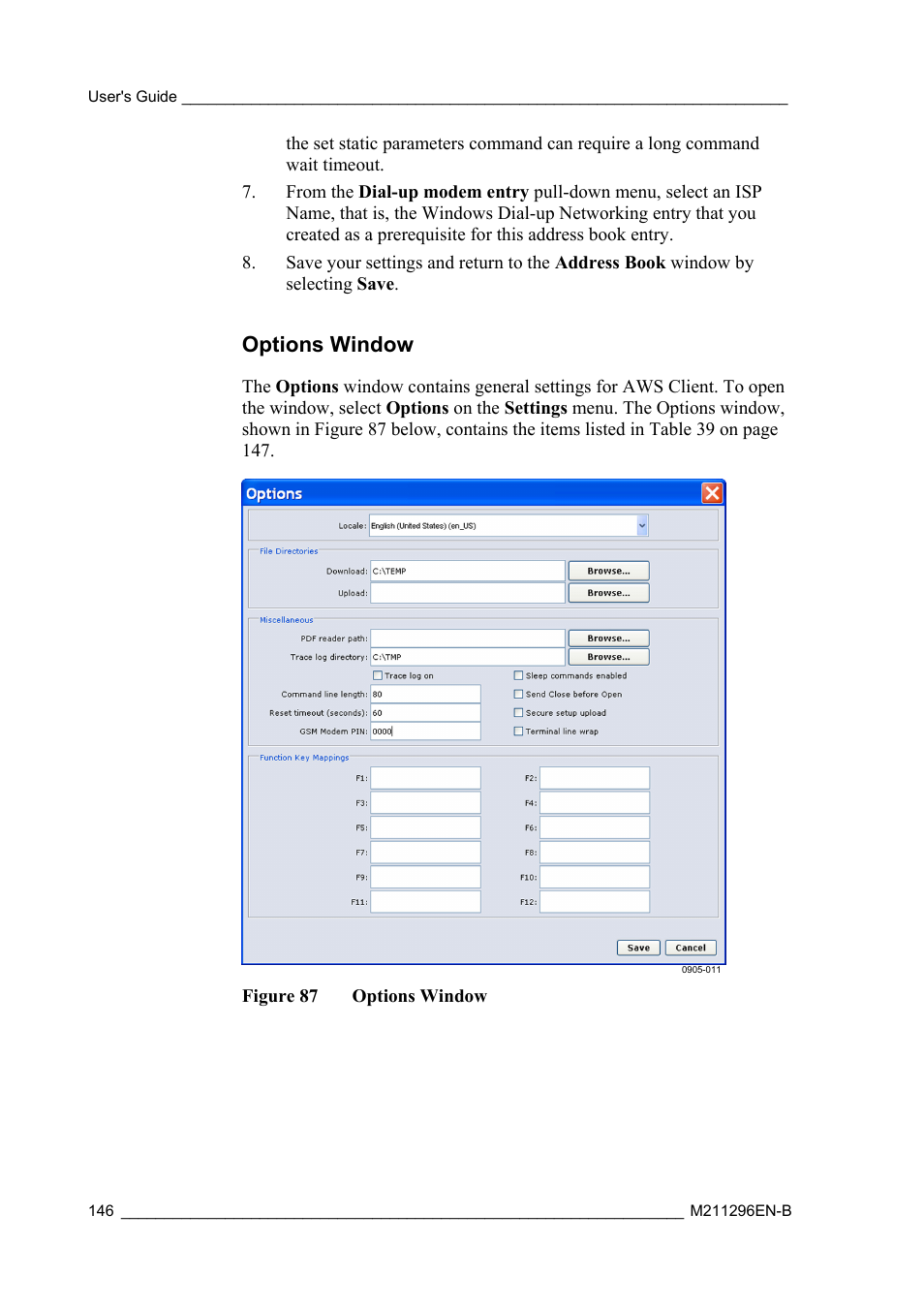 Options window | Vaisala AWS330 User Manual | Page 148 / 296