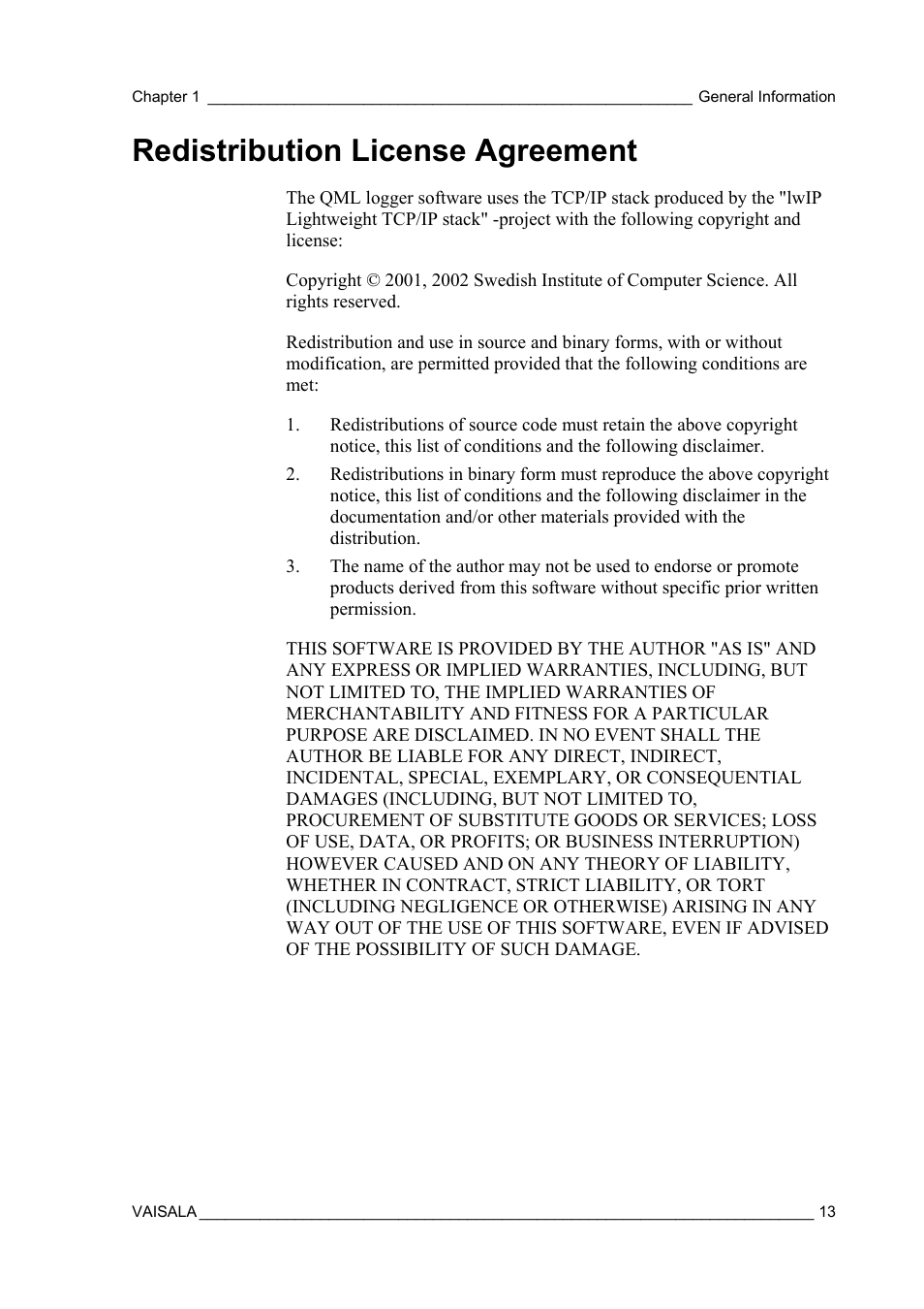 Redistribution license agreement | Vaisala AWS330 User Manual | Page 15 / 296