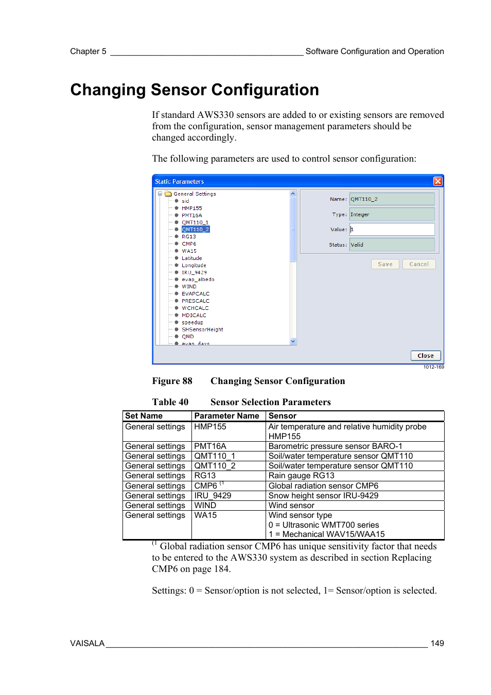 Changing sensor configuration | Vaisala AWS330 User Manual | Page 151 / 296