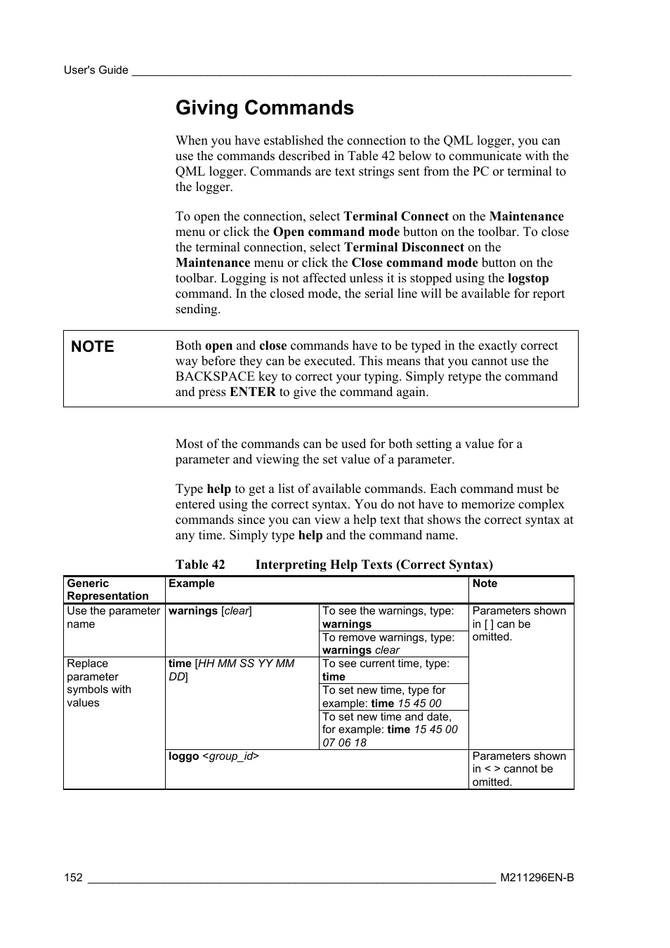 Giving commands | Vaisala AWS330 User Manual | Page 154 / 296