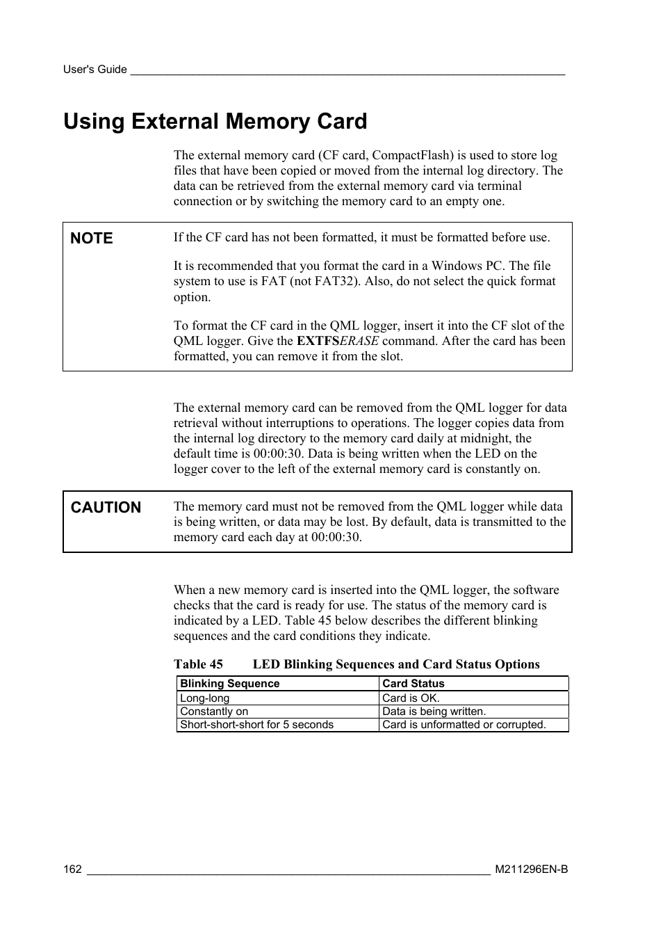Using external memory card | Vaisala AWS330 User Manual | Page 164 / 296