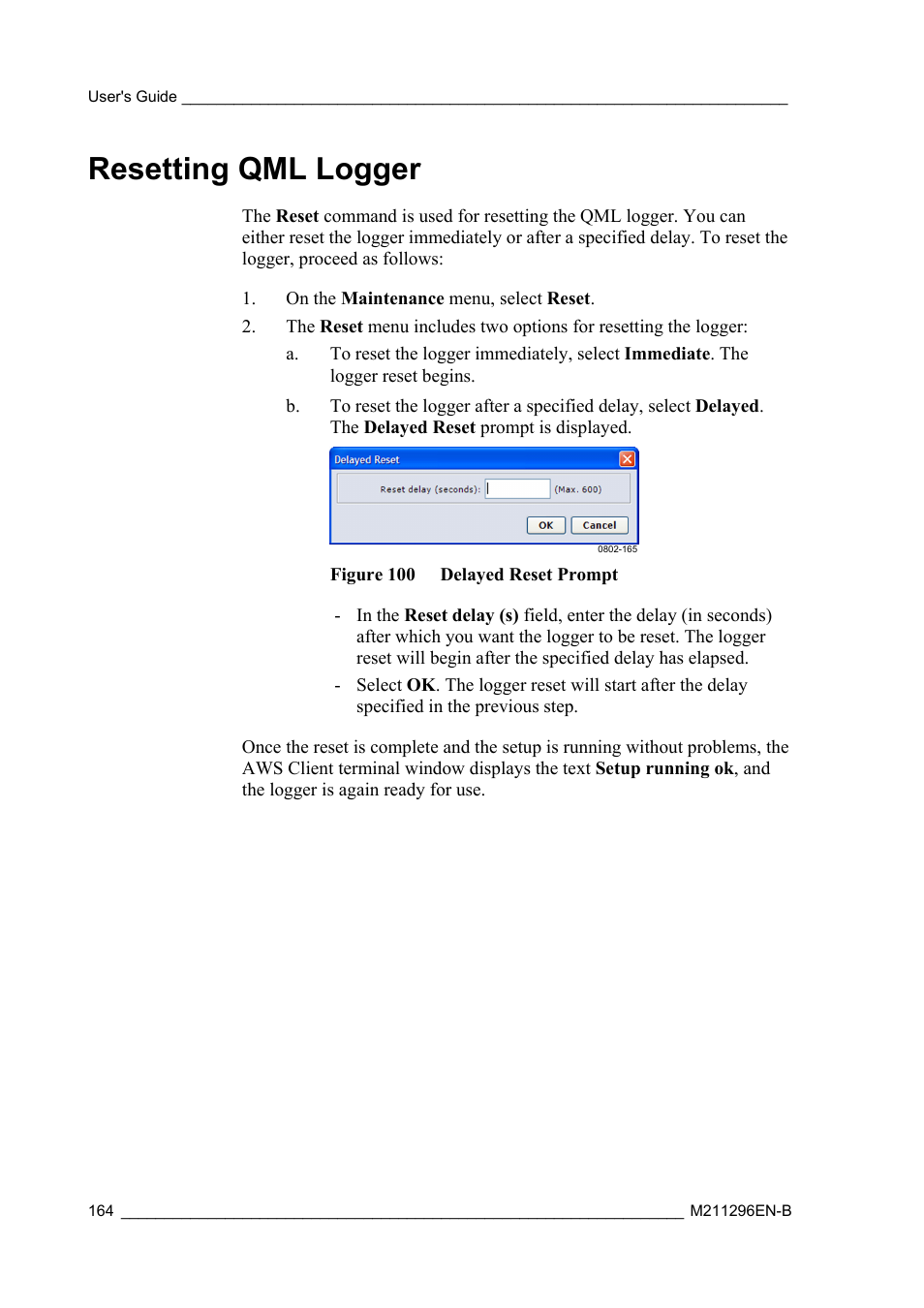 Resetting qml logger | Vaisala AWS330 User Manual | Page 166 / 296