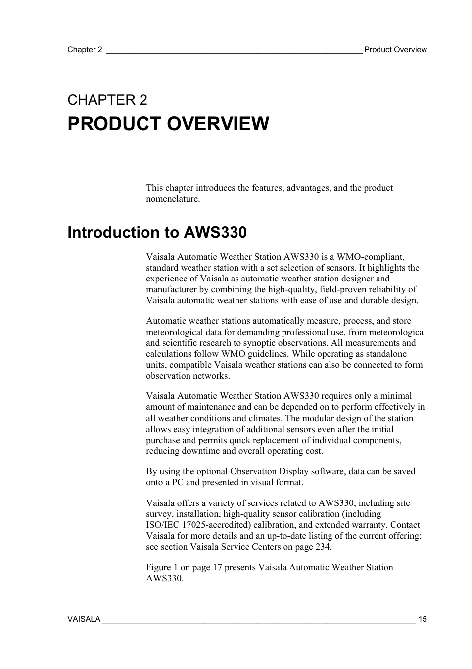 Product overview, Introduction to aws330, The product nomenclature | Chapter 2 | Vaisala AWS330 User Manual | Page 17 / 296