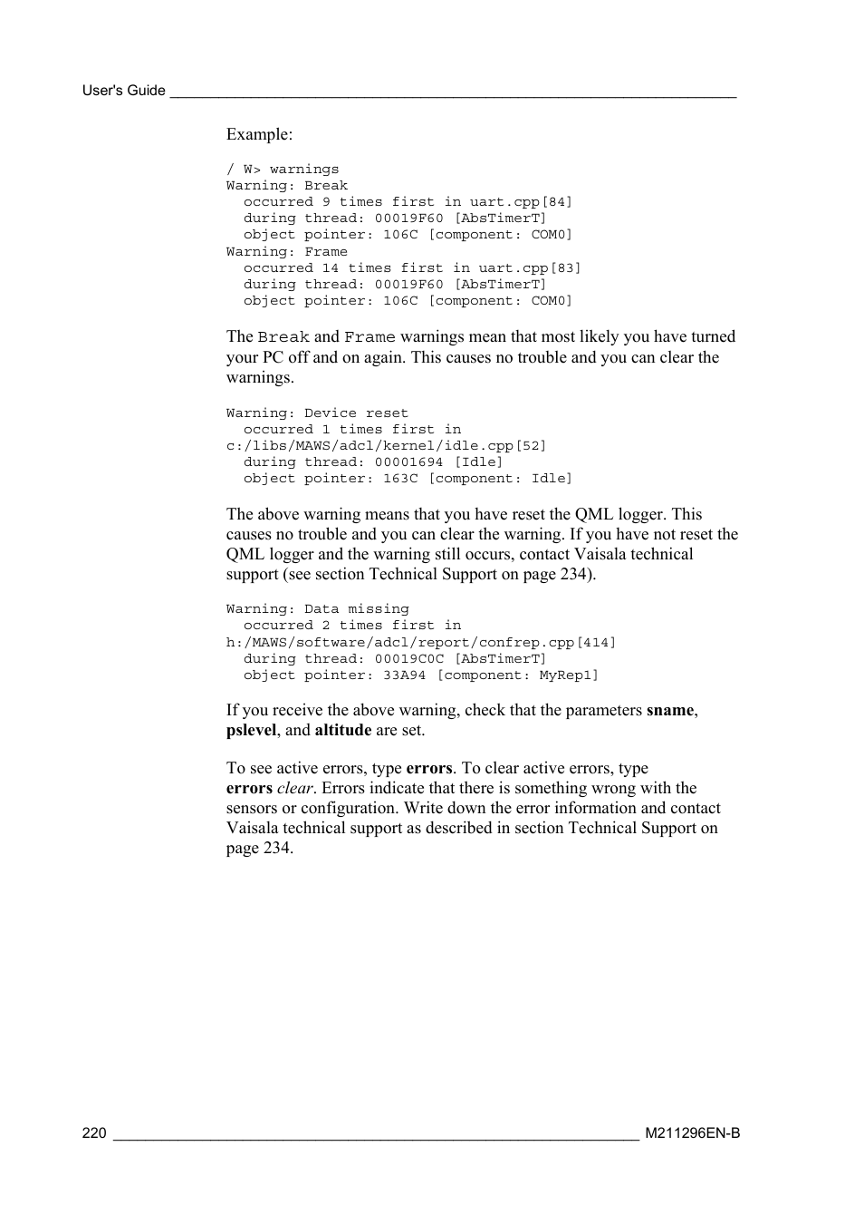 Vaisala AWS330 User Manual | Page 222 / 296