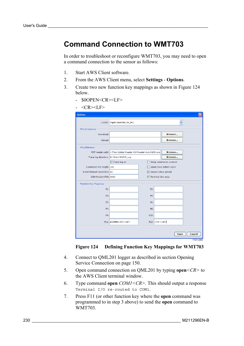Command connection to wmt703 | Vaisala AWS330 User Manual | Page 232 / 296