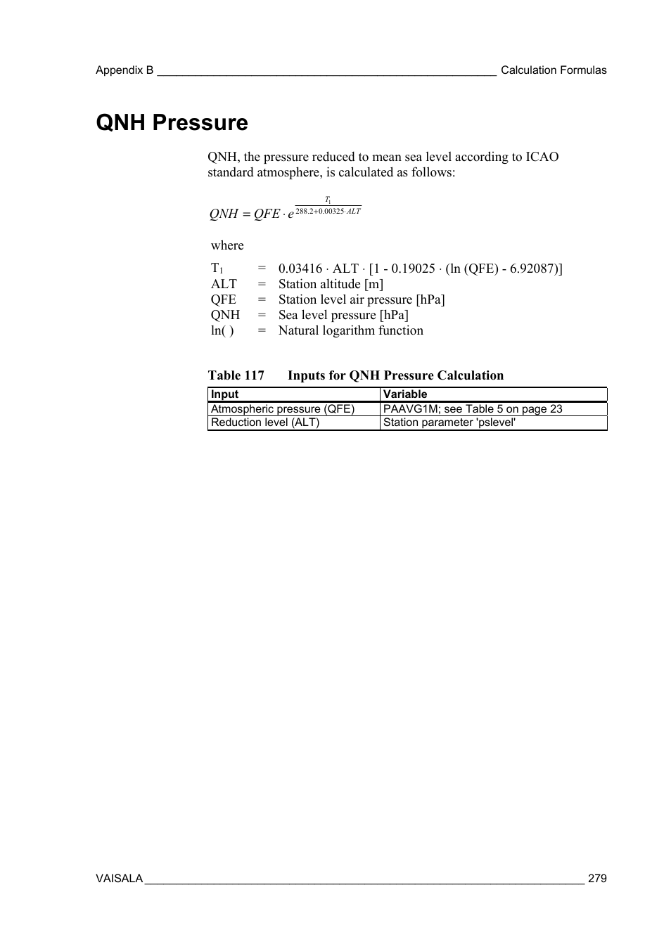 Qnh pressure | Vaisala AWS330 User Manual | Page 281 / 296