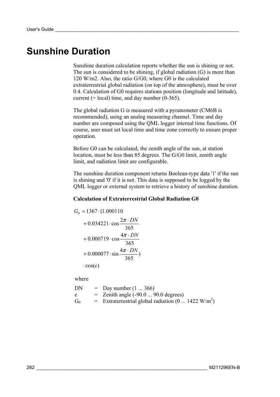 Sunshine duration | Vaisala AWS330 User Manual | Page 284 / 296