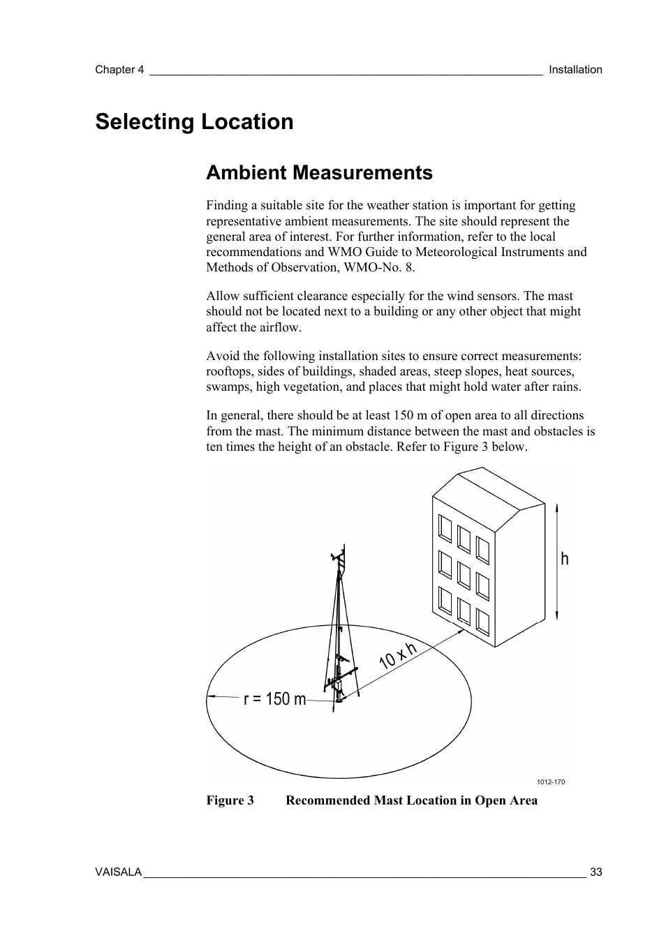 Selecting location, Ambient measurements | Vaisala AWS330 User Manual | Page 35 / 296