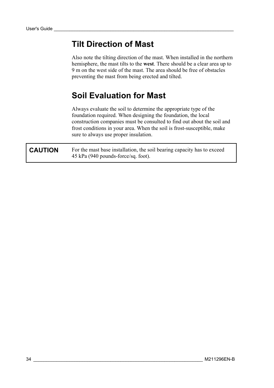 Tilt direction of mast, Soil evaluation for mast | Vaisala AWS330 User Manual | Page 36 / 296