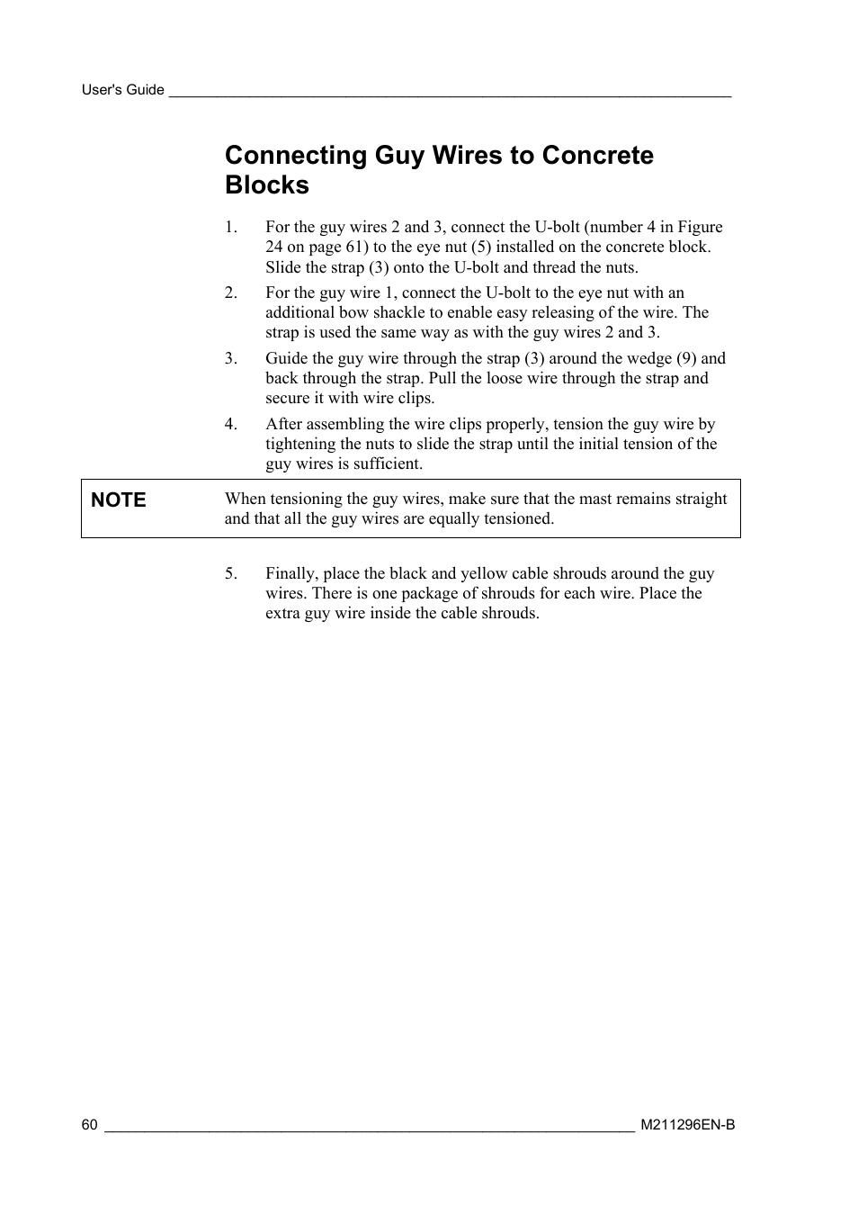 Connecting guy wires to concrete blocks | Vaisala AWS330 User Manual | Page 62 / 296