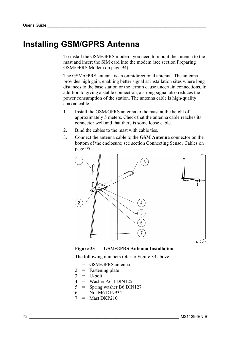 Installing gsm/gprs antenna | Vaisala AWS330 User Manual | Page 74 / 296