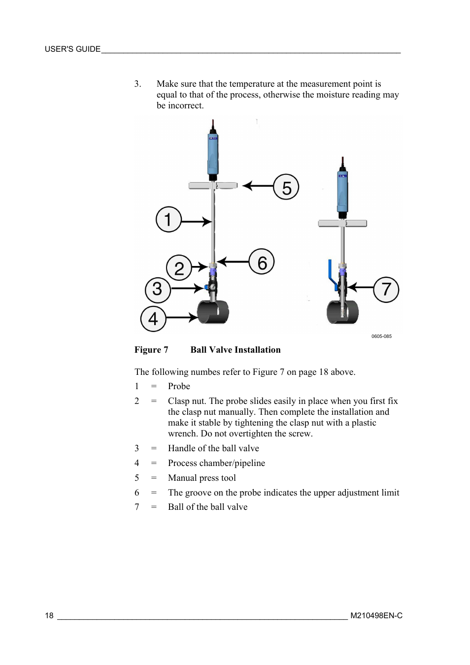 Figure 7, Ball valve installation | Vaisala MM70 User Manual | Page 20 / 71