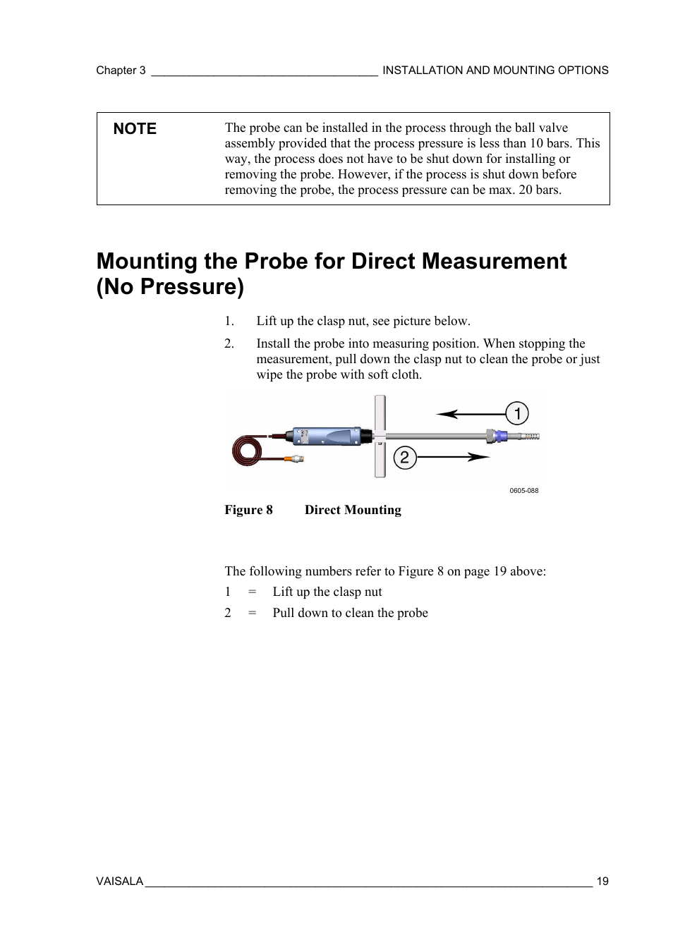 No pressure), Figure 8, Direct mounting | Vaisala MM70 User Manual | Page 21 / 71