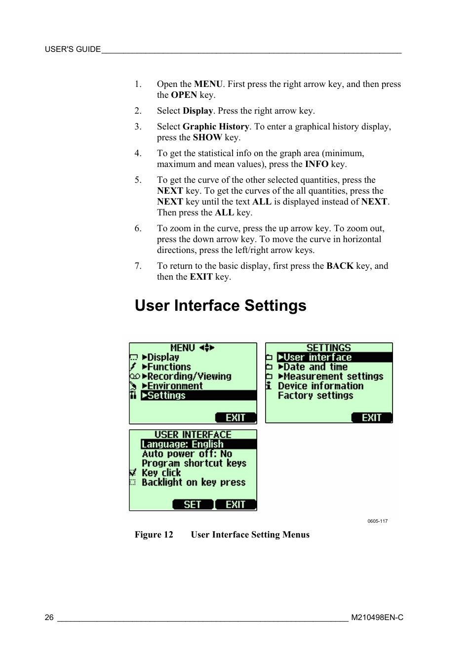 User interface settings, Figure 12, User interface setting menus | Vaisala MM70 User Manual | Page 28 / 71