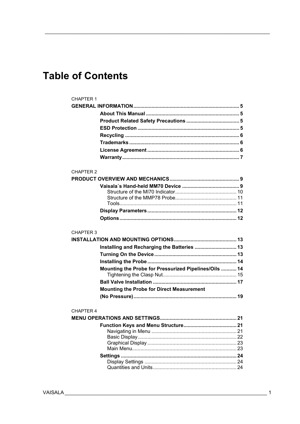 Vaisala MM70 User Manual | Page 3 / 71