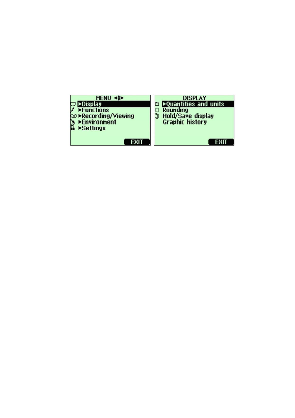 Settings, Display settings, Quantities and units | Rounding, Figure 11, Display setting menus, Settings display settings | Vaisala MM70 User Manual | Page 26 / 67
