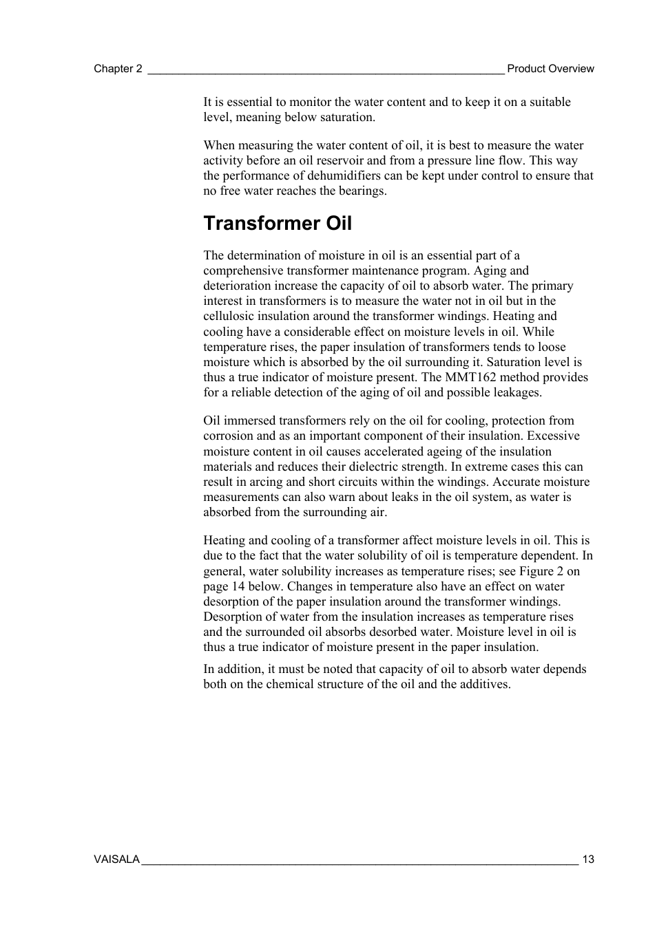 Transformer oil | Vaisala MMT162 User Manual | Page 15 / 66