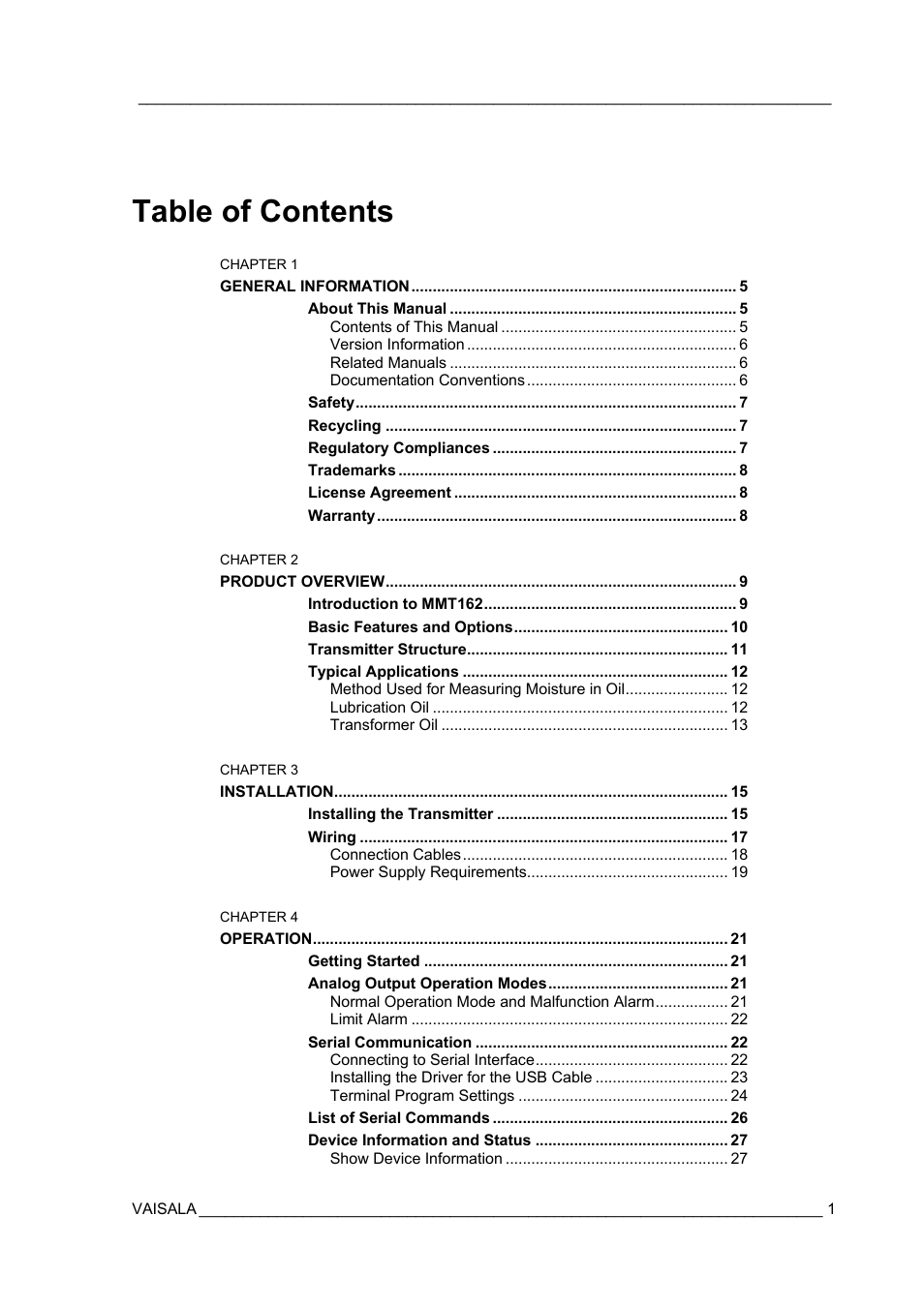 Vaisala MMT162 User Manual | Page 3 / 66