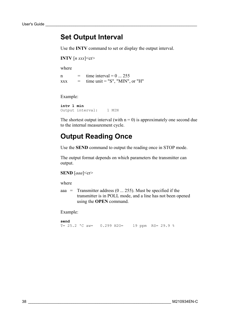 Set output interval, Output reading once | Vaisala MMT162 User Manual | Page 40 / 66