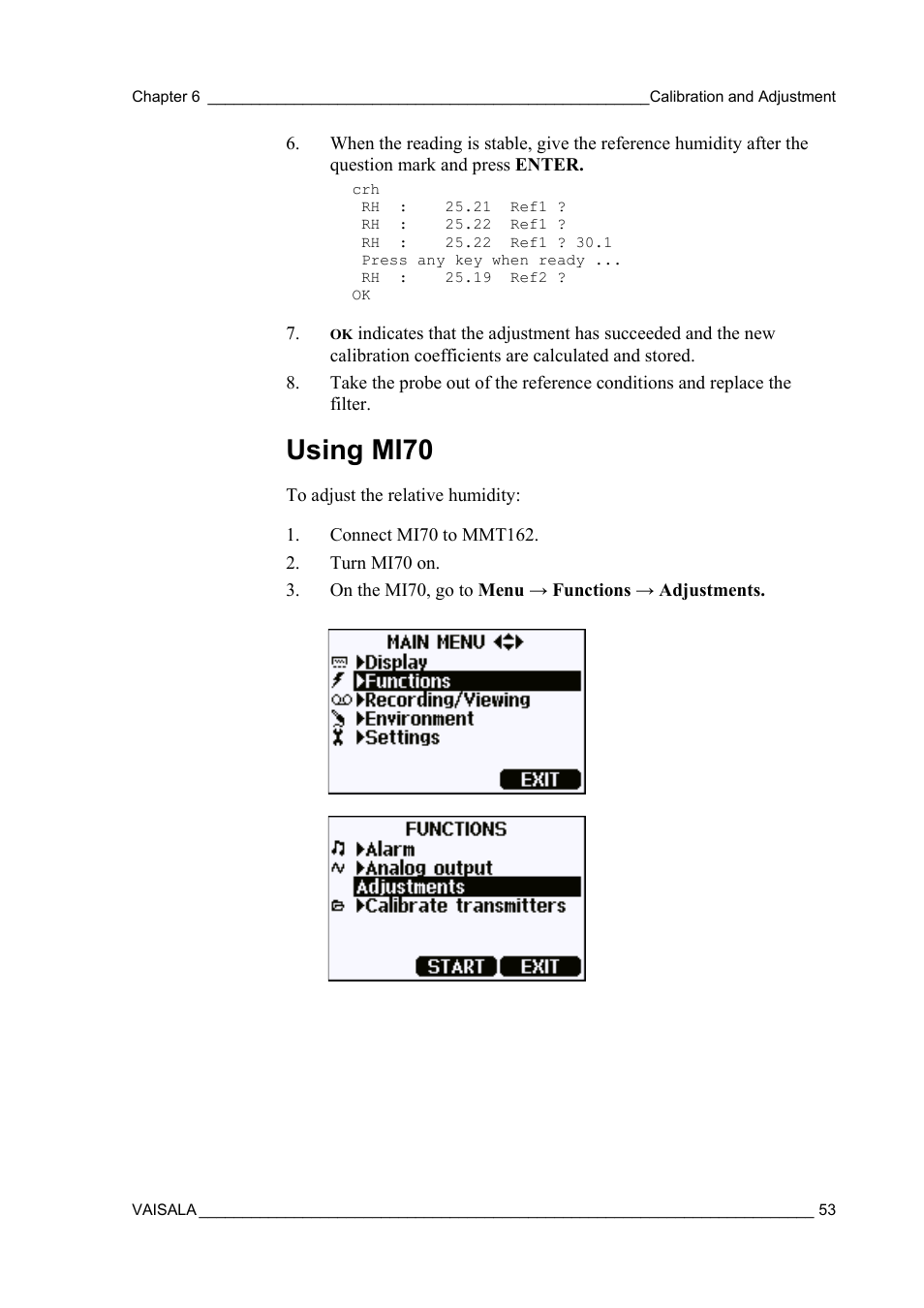 Using mi70 | Vaisala MMT162 User Manual | Page 55 / 66