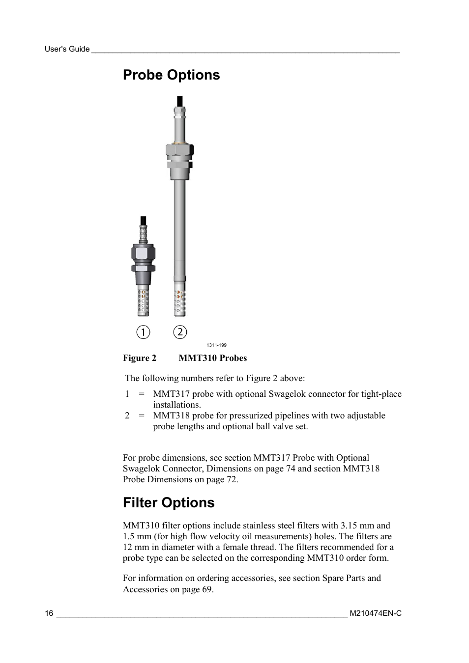 Probe options, Filter options, Figure 2 | Mmt310 probes | Vaisala MMT310 User Manual | Page 16 / 81