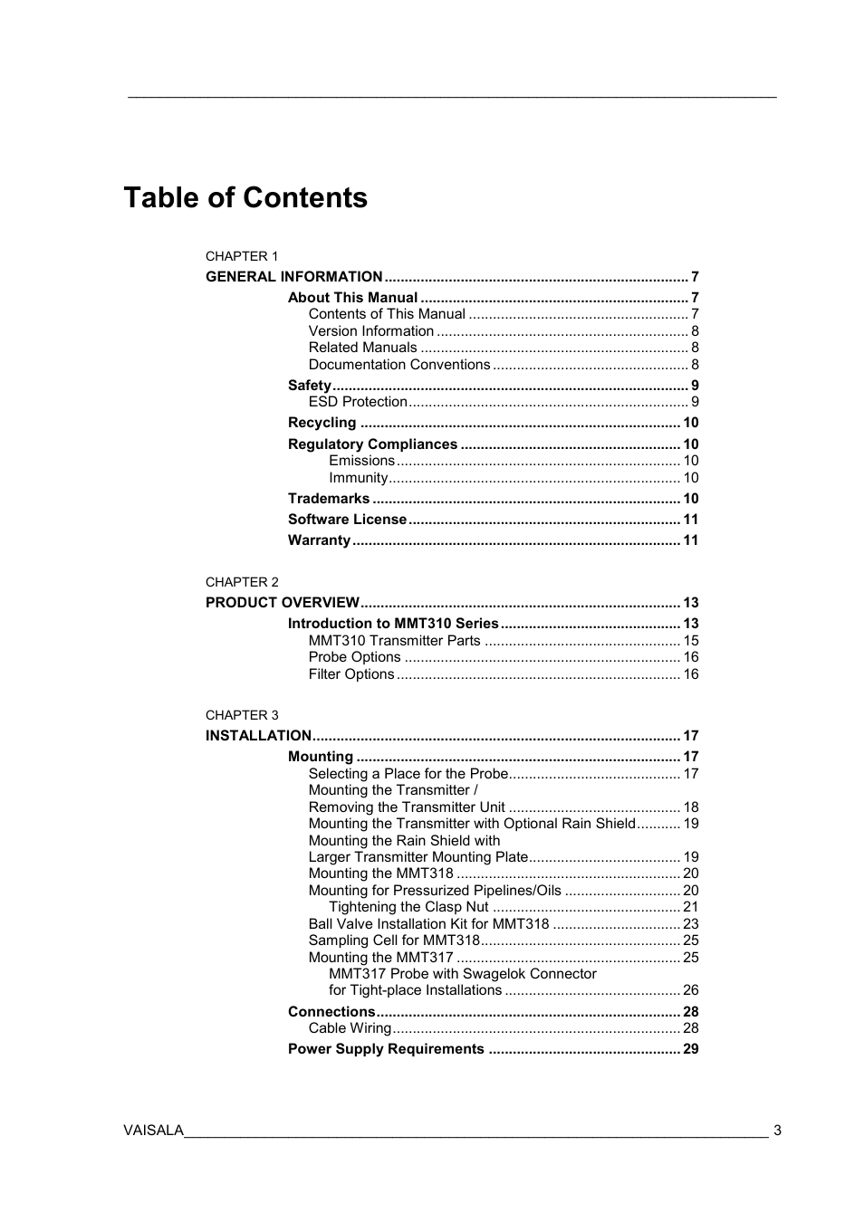 Vaisala MMT310 User Manual | Page 3 / 81