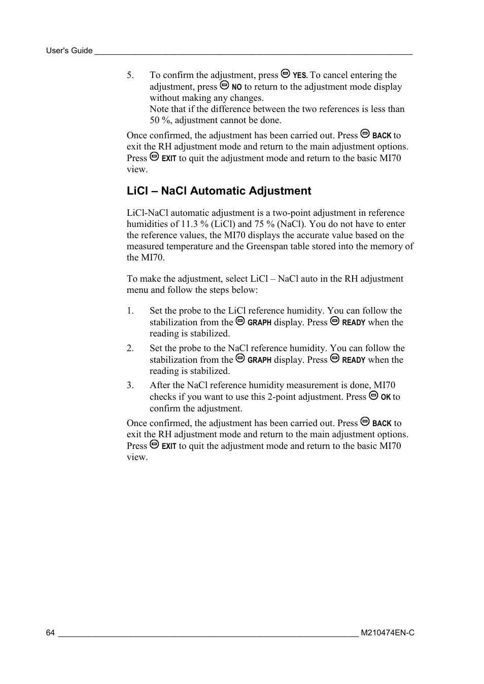 Licl – nacl automatic adjustment | Vaisala MMT310 User Manual | Page 64 / 81