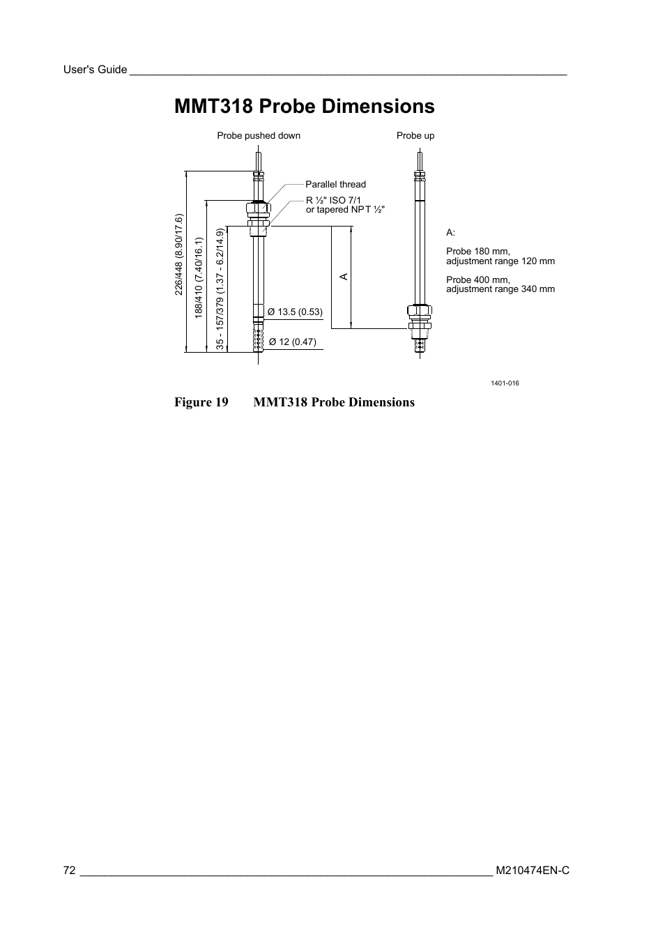 Mmt318 probe dimensions, Figure 19, Mmt318 | Probe dimensions | Vaisala MMT310 User Manual | Page 72 / 81