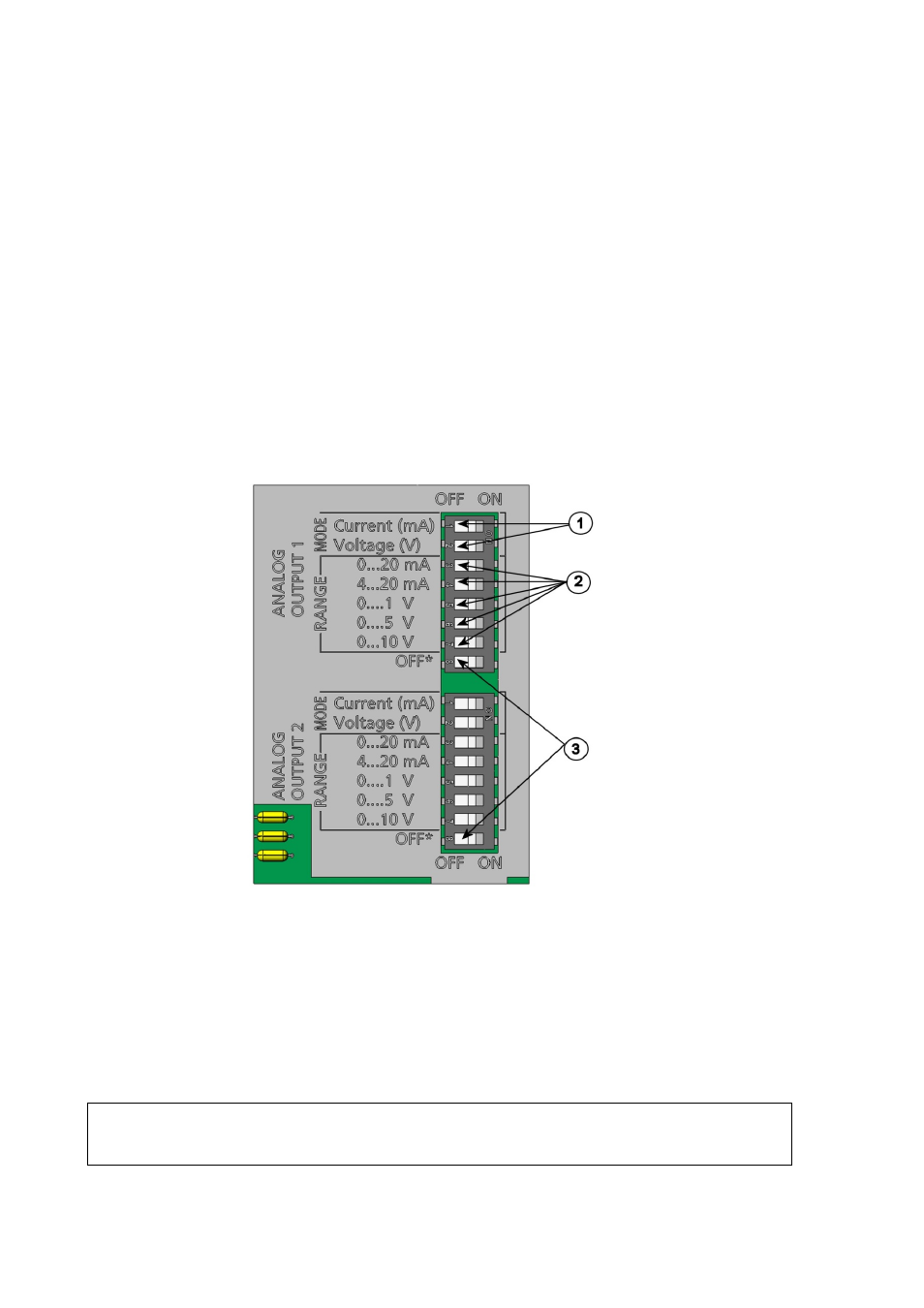 Analog output settings, Changing output mode and range, Figure 58 | Current/voltage switches of output modules | Vaisala MMT330 User Manual | Page 118 / 181