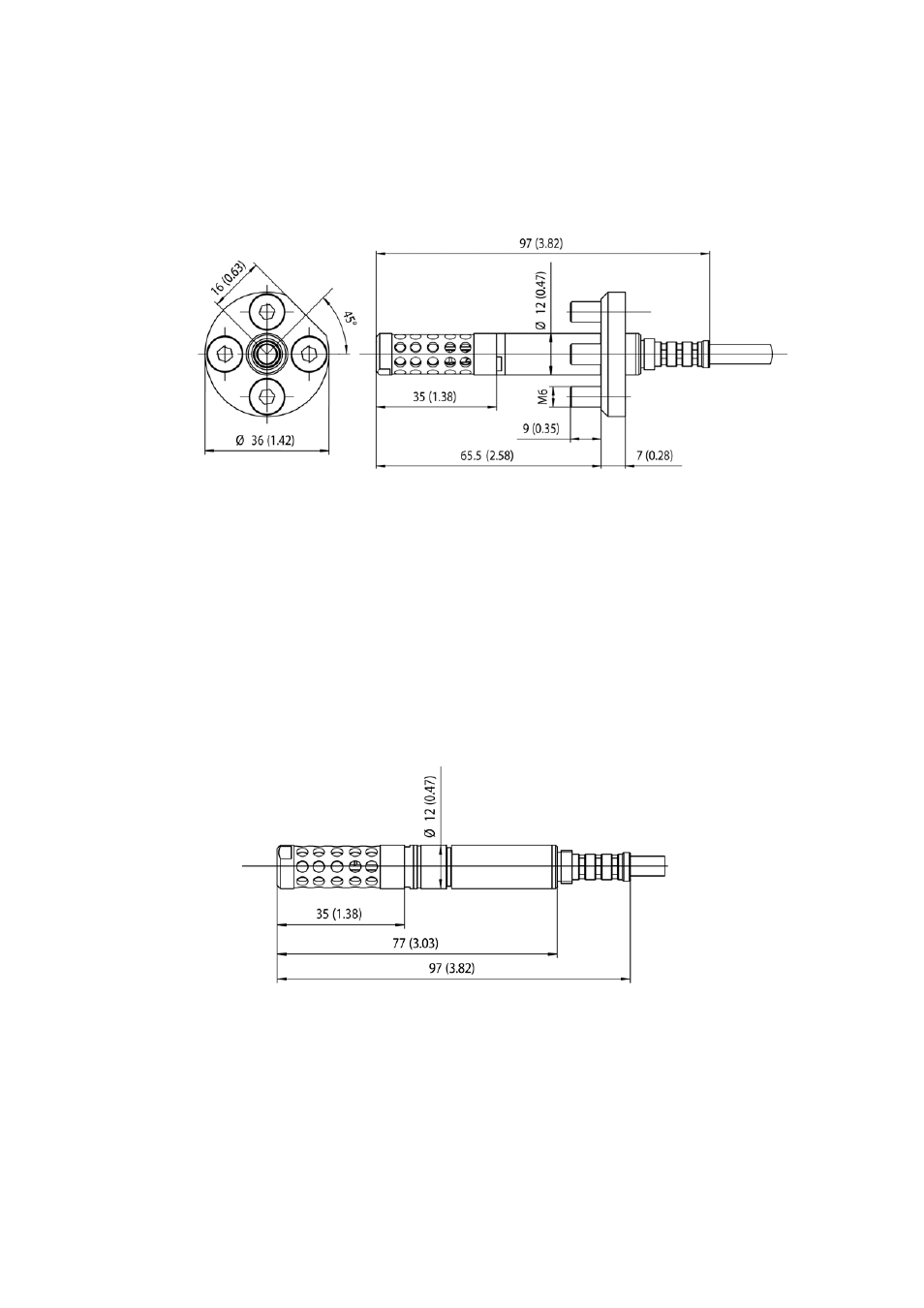 Mmt332, Mmt337, Figure 75 | Mmt332 probe dimensions, Figure 76, Mmt337 probe dimensions | Vaisala MMT330 User Manual | Page 170 / 181
