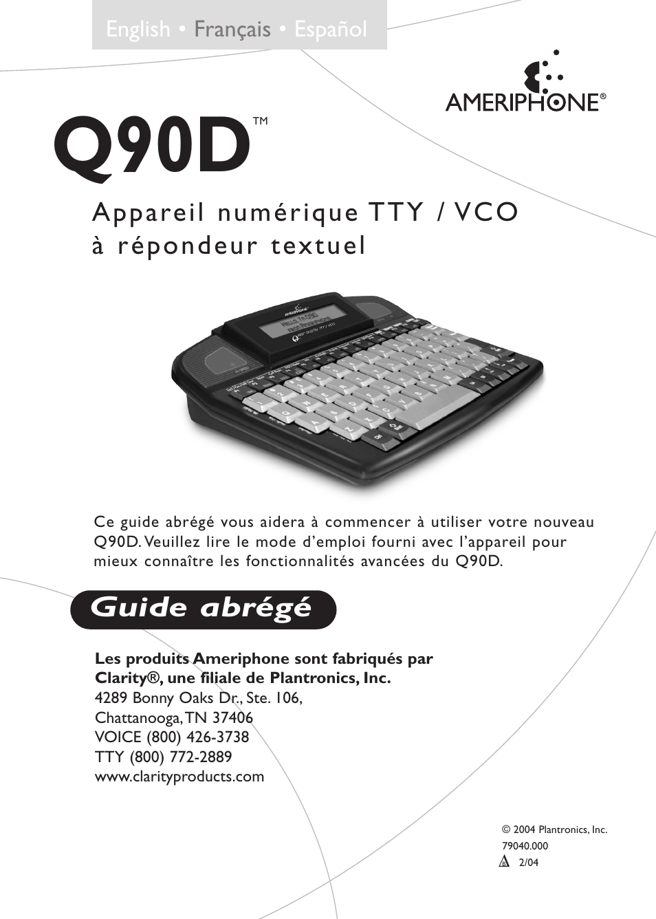 Q90d, Guide abrégé | Ameriphone Q90D User Manual | Page 5 / 12