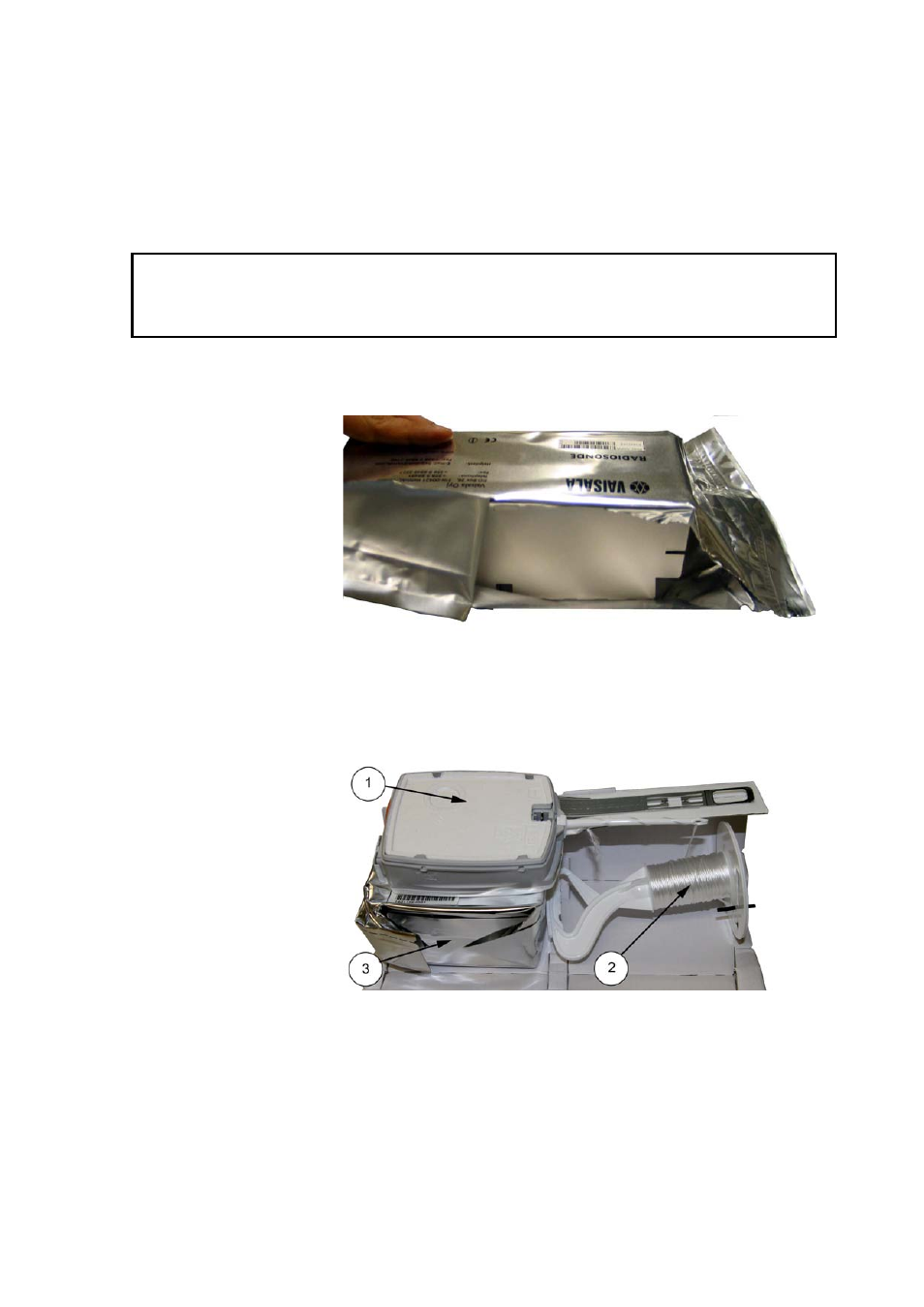 Unpacking the radiosonde, Figure 10, Opening the foil bag | Figure 11, Contents of the radiosonde package, Caution | Vaisala RS92-D User Manual | Page 23 / 46