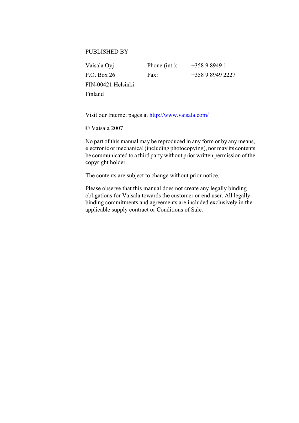 Vaisala RS92-KL User Manual | Page 2 / 45