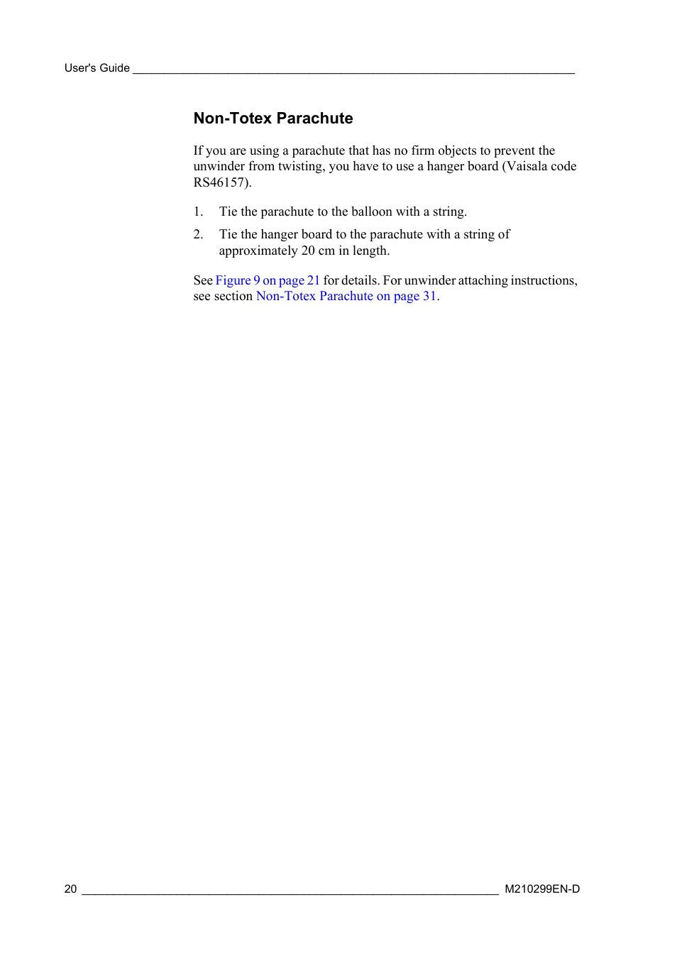 Non-totex parachute | Vaisala RS92-KL User Manual | Page 22 / 45