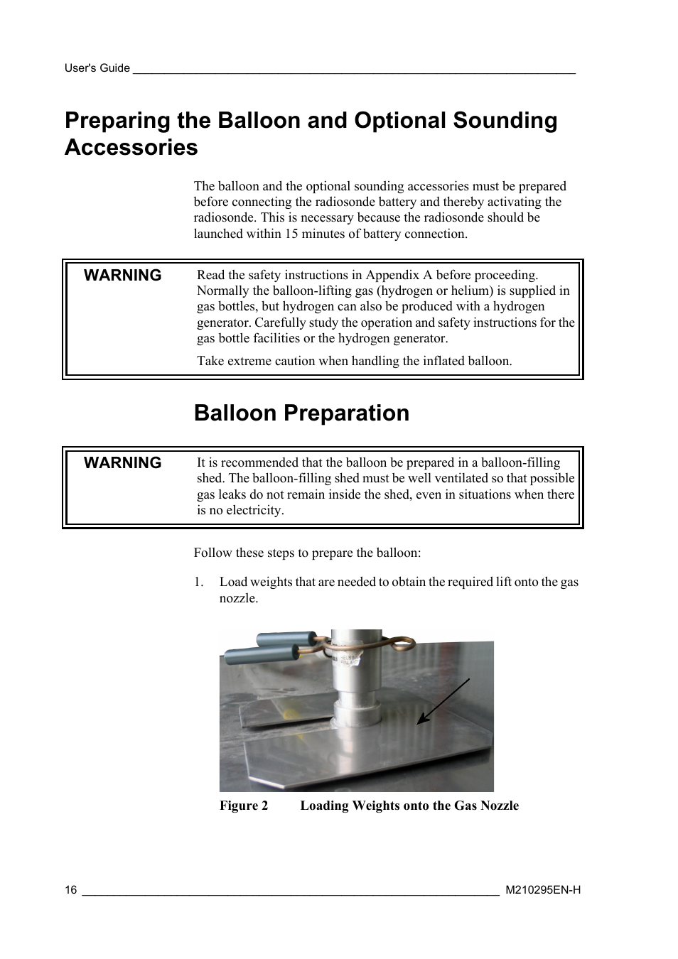 Balloon preparation, Figure 2, Loading weights onto the gas nozzle | Vaisala RS92-SGP User Manual | Page 18 / 58