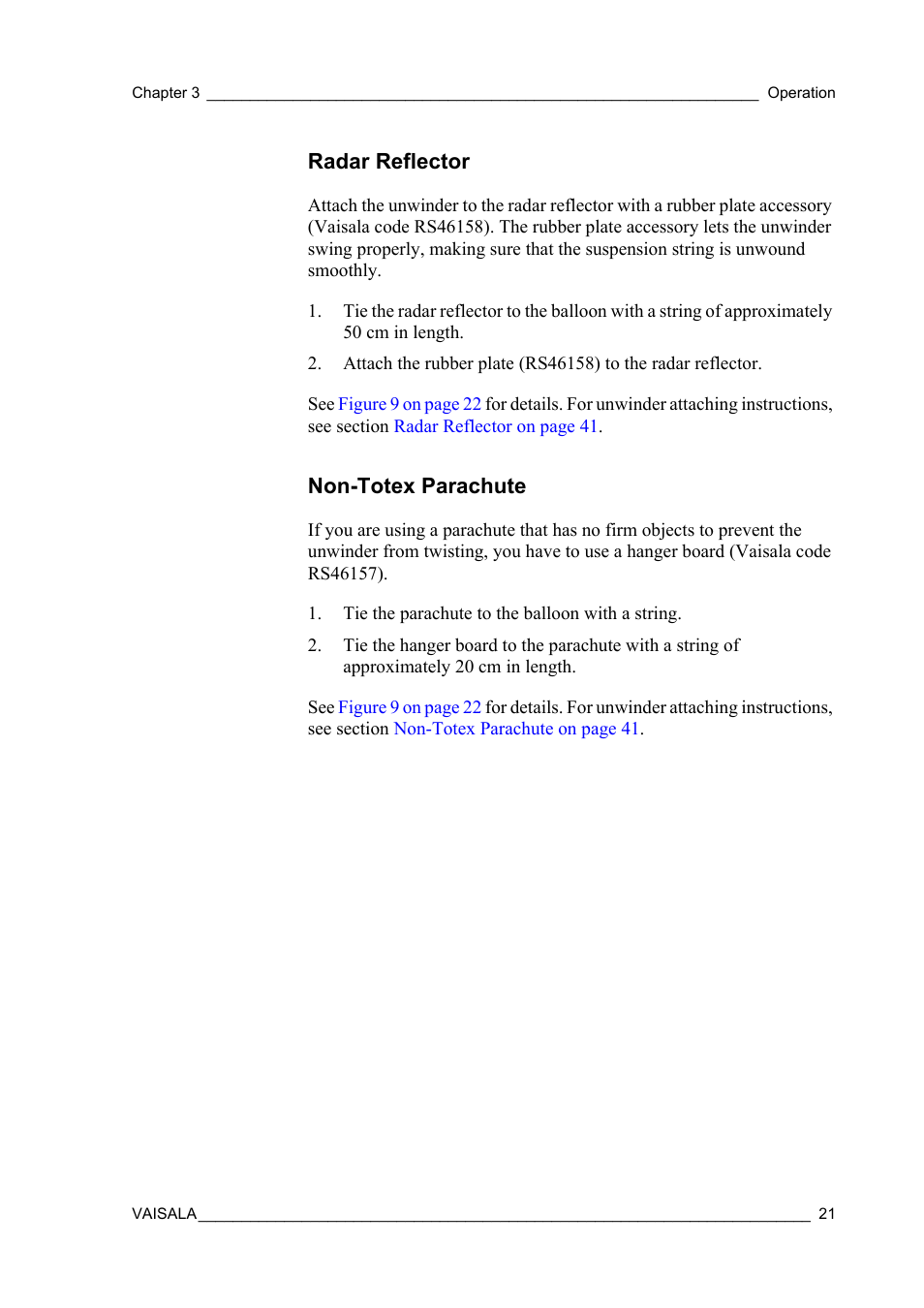 Radar reflector, Non-totex parachute, Radar reflector non-totex parachute | Vaisala RS92-SGP User Manual | Page 23 / 58