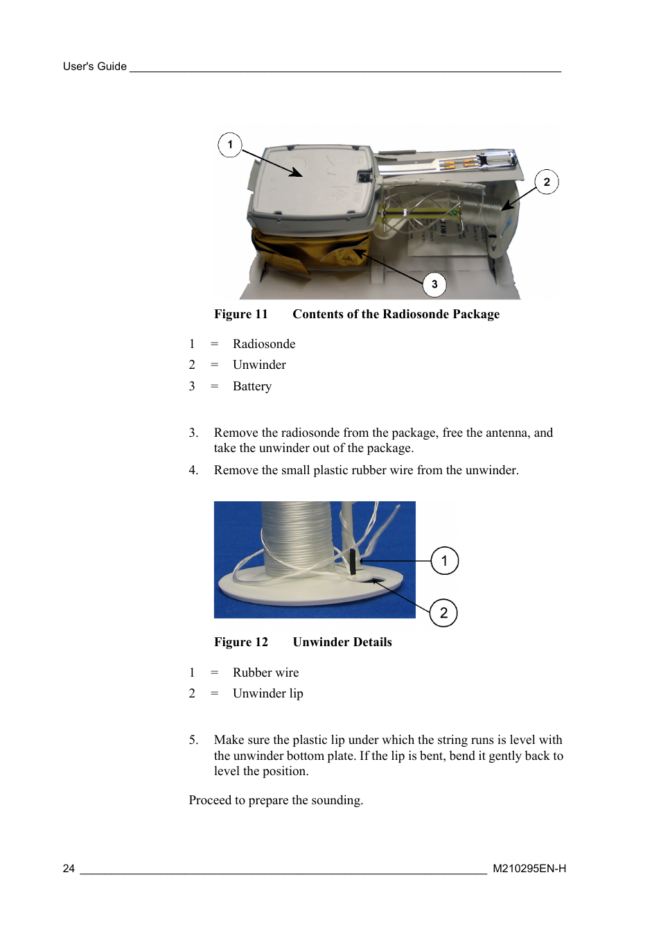 Figure 11, Contents of the radiosonde package, Figure 12 | Unwinder details | Vaisala RS92-SGP User Manual | Page 26 / 58