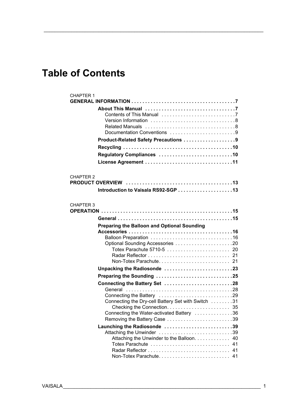 Vaisala RS92-SGP User Manual | Page 3 / 58