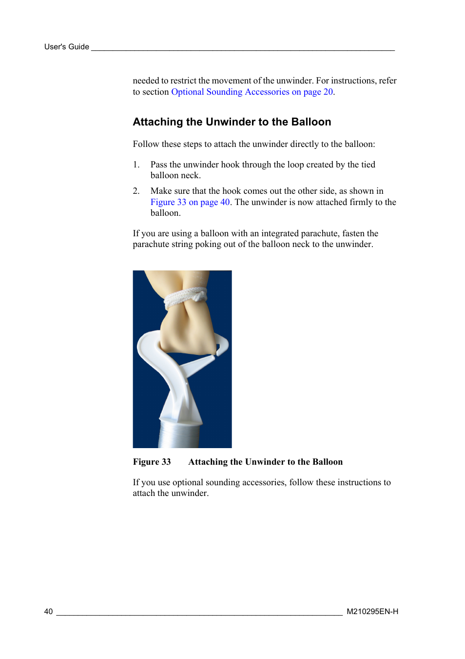 Attaching the unwinder to the balloon, Figure 33 | Vaisala RS92-SGP User Manual | Page 42 / 58