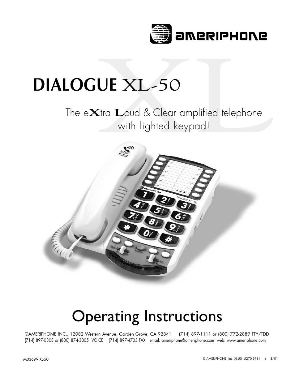 Ameriphone DIALOGUE XL 50 User Manual | 15 pages