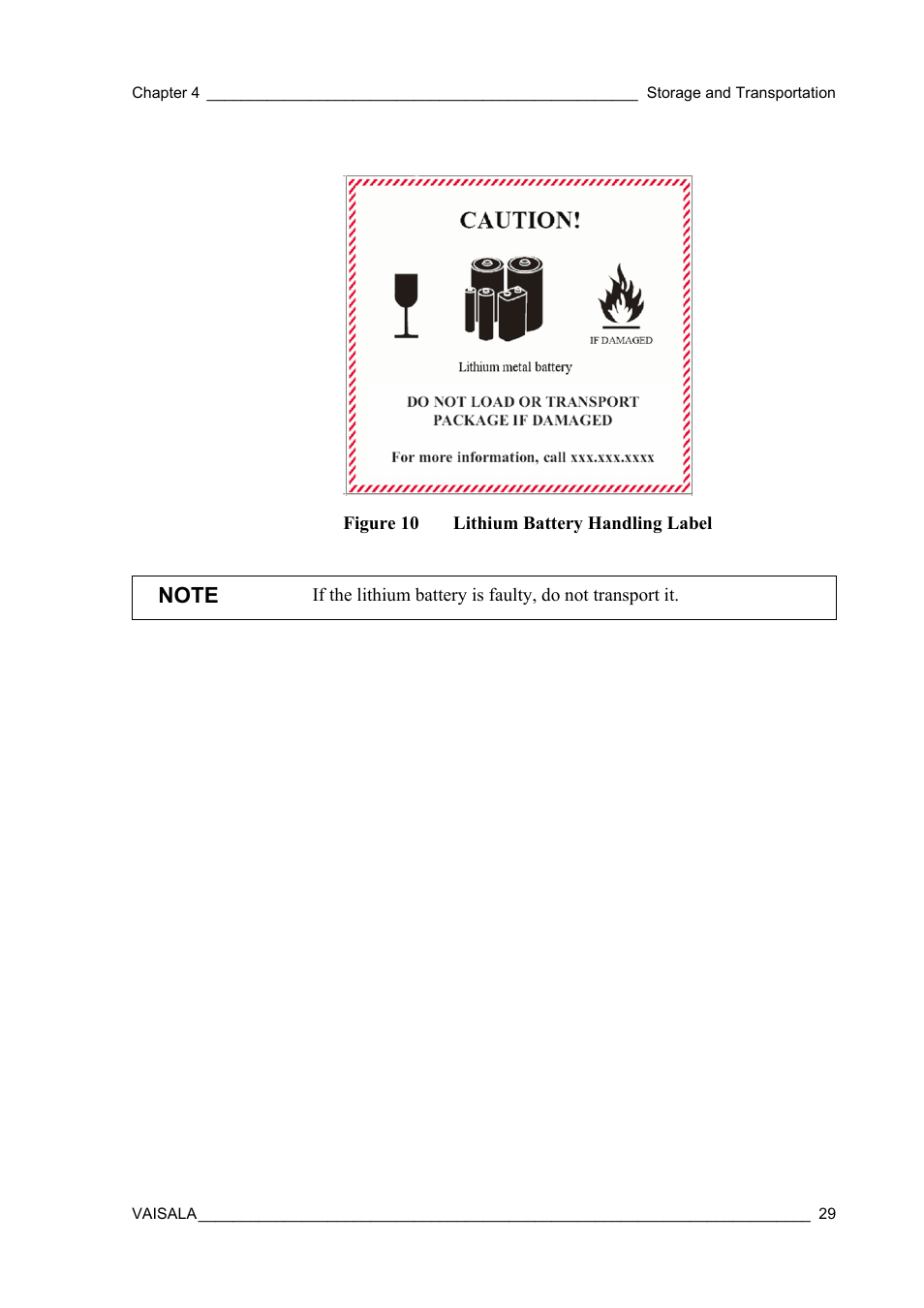Figure 10, Lithium battery handling label | Vaisala RS41 User Manual | Page 31 / 44