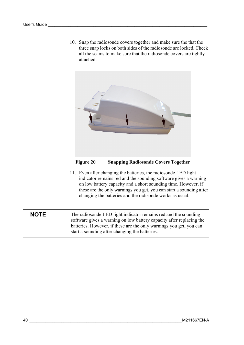 Figure 20, Snapping radiosonde covers together | Vaisala RS41 User Manual | Page 42 / 44